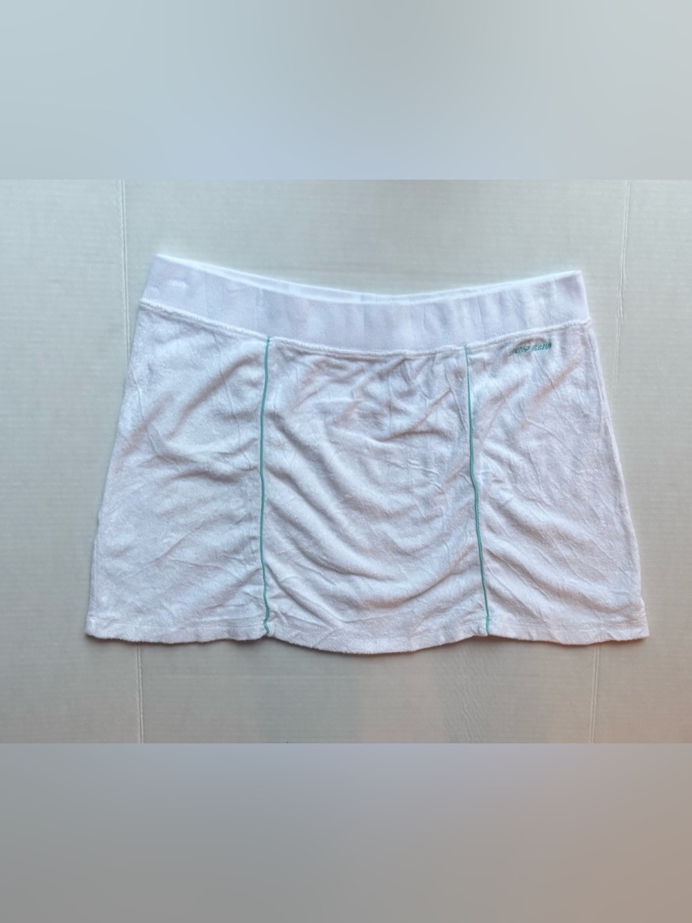 DKNY active White cotton terry cloth Mini Skirt mint aqua piping Y2K vintage